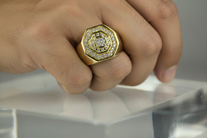 DR1196 - 14K Yellow Gold - Round (Pave) - Diamond - Men's Diamond Rings