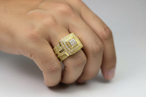 DR1197 - 14K Yellow Gold - Cushion - Diamond - Men's Diamond Rings