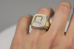 DR1204 - 10K Yellow Gold - Round (Micro Pave) - Diamond - Men's Diamond Rings