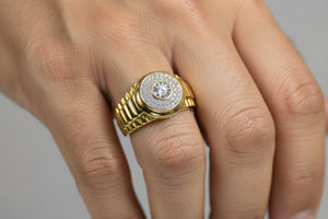 DR1214 - 10K Yellow Gold - Round - Diamond - Men's Diamond Rings