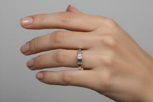 DR5064 - 14k White Gold & yellow gold - princess cut - Diamond - Bridal Ring