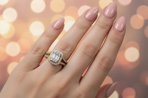 DR1006 - 14K Yellow Gold - Emerald (Halo) - Diamond - Bridal Ring