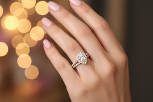 DR1140 - 14K Yellow Gold - Tear Drop - Diamond - Bridal Ring