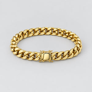 DR8002 10K GOLD MIAMI CUBAN BRACELET 8.5"LONG 10 MM WIDE 15.2 GRAMS